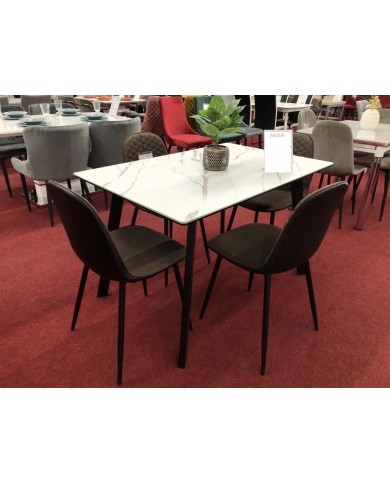 Table extensible  Effet marbre blanc 120 x 80 SAMUEL : Remise 100.00€ Immédiate