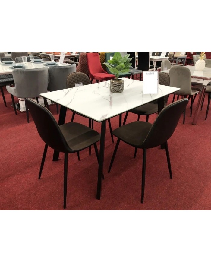 Table extensible  Effet marbre blanc 120 x 80 SAMUEL : Remise 100.00€ Immédiate