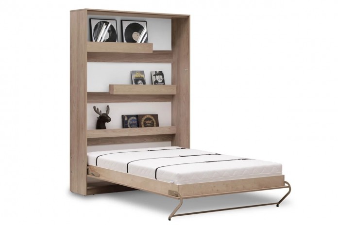 Armoire lit escamotable relevable vertical 120x200 cm chêne sonoma Premium