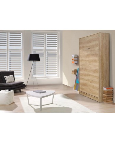 Armoire lit escamotable relevable vertical 120x200 cm chêne sonoma Premium