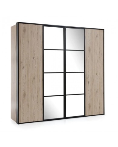 Armoire Loft 4 Portes – Design Industriel Élégant & Rangement XXL