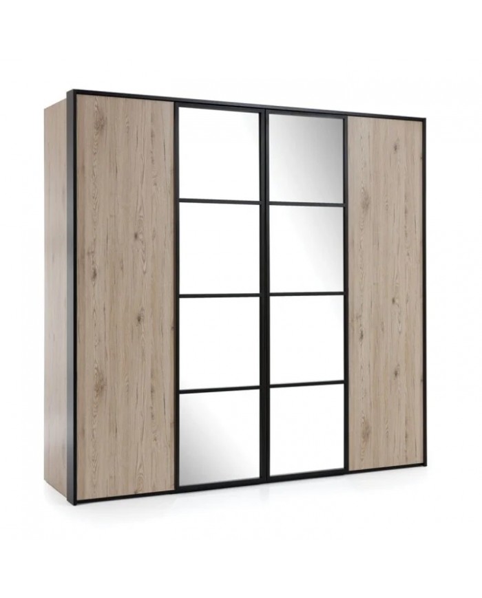 Armoire Loft 4 Portes – Design Industriel Élégant & Rangement XXL