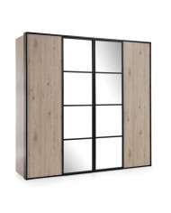 Armoire Loft 4 Portes – Design Industriel Élégant & Rangement XXL