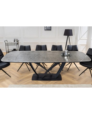 Table en céramique extensible effet marbre anthracite 180(260)x95x76 cm Volterra