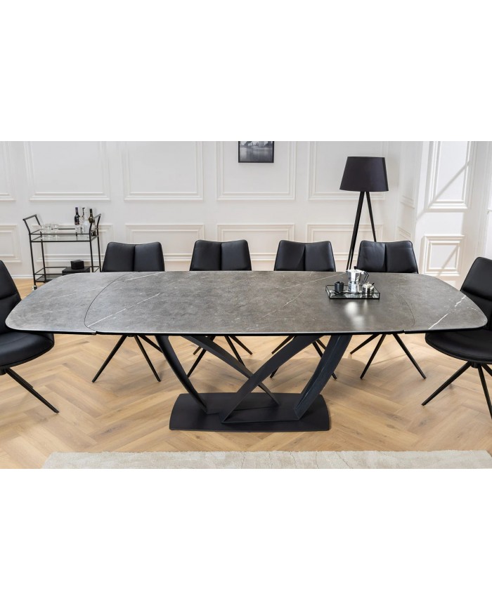 Table en céramique extensible effet marbre anthracite 180(260)x95x76 cm Volterra