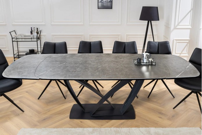 Table en céramique extensible effet marbre anthracite 180(260)x95x76 cm Volterra
