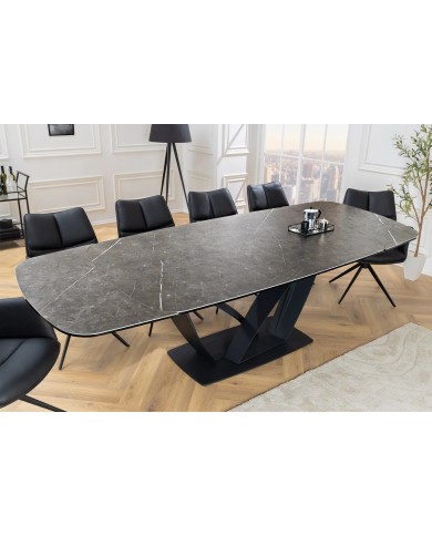 Table en céramique extensible effet marbre anthracite 180(260)x95x76 cm Volterra
