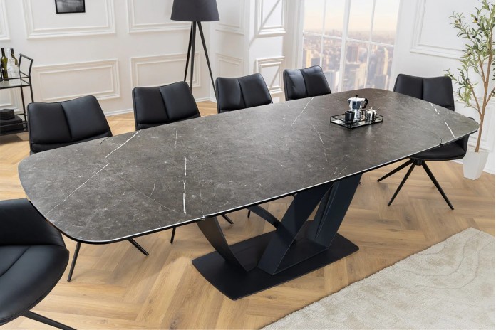 Table en céramique extensible effet marbre anthracite 180(260)x95x76 cm Volterra