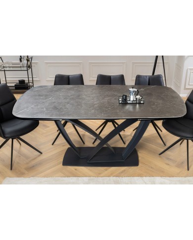 Table en céramique extensible effet marbre anthracite 180(260)x95x76 cm Volterra