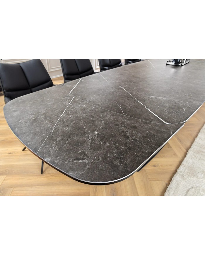 Table en céramique extensible effet marbre anthracite 180(260)x95x76 cm Volterra