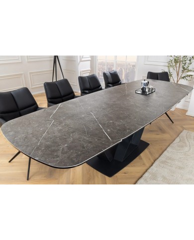 Table en céramique extensible effet marbre anthracite 180(260)x95x76 cm Volterra