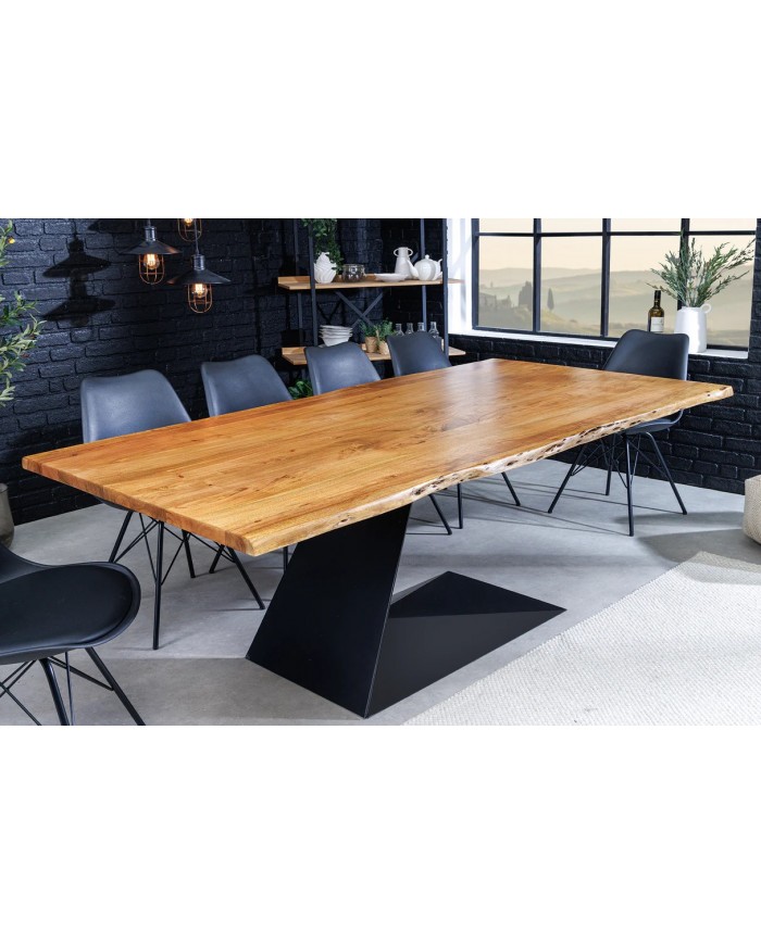 Table en bois massif d'acacia et pieds en métal design 200 cm MAGMA