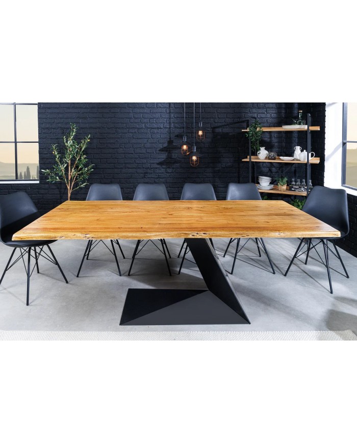 Table en bois massif d'acacia et pieds en métal design 200 cm MAGMA