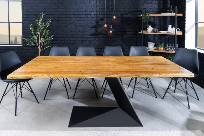 Table en bois massif d'acacia et pieds en métal design 200 cm MAGMA