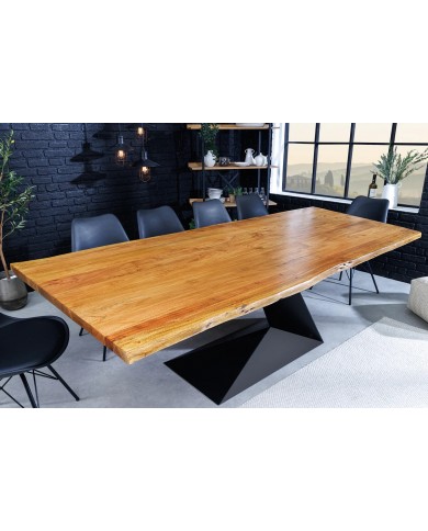 Table en bois massif d'acacia et pieds en métal design 200 cm MAGMA