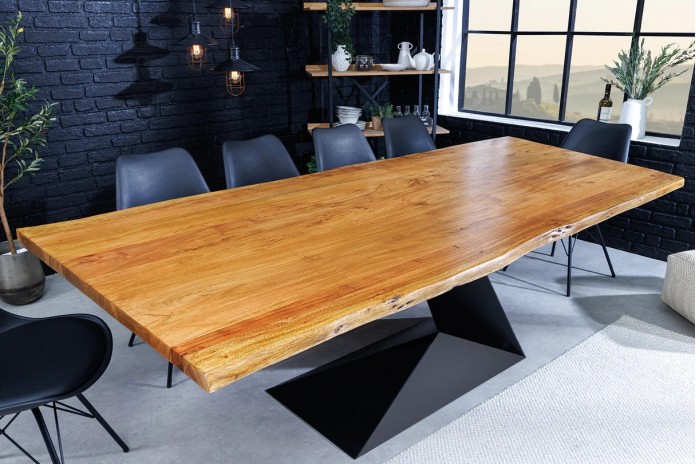 Table en bois massif d'acacia et pieds en métal design 200 cm MAGMA