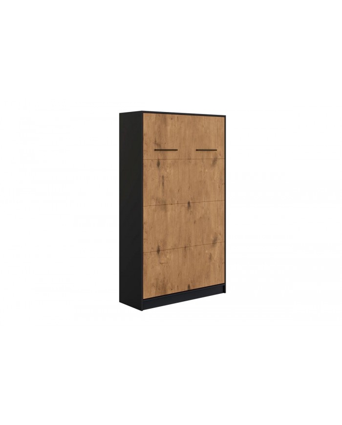 Armoire lit escamotable relevable vertical 120x200 cm chêne lancelot et noir Premium