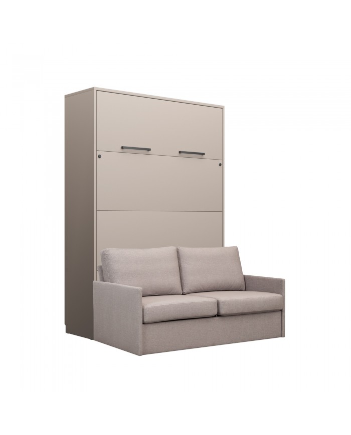 Lit escamotable vertical 140×200 cm avec canapé taupe DELUXE | Mobili & Co