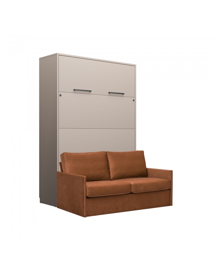 Lit escamotable vertical 140×200 cm avec canapé taupe DELUXE | Mobili & Co