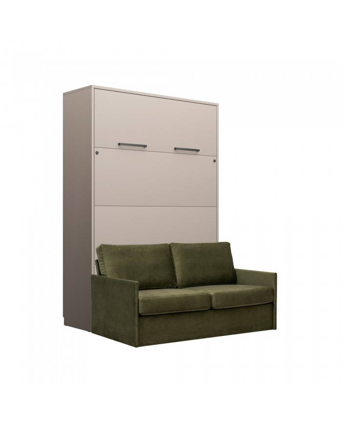 Lit escamotable vertical 140×200 cm avec canapé taupe DELUXE | Mobili & Co