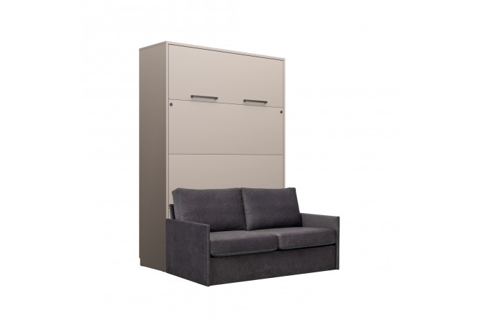 Lit escamotable vertical 140×200 cm avec canapé taupe DELUXE | Mobili & Co