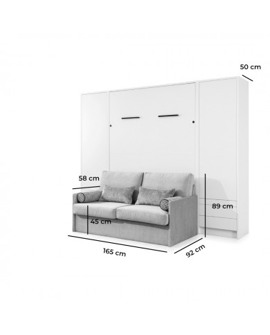Lit escamotable vertical 140×200 cm avec canapé taupe DELUXE | Mobili & Co