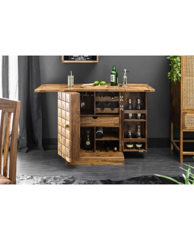 Bar bois pliant massif de sheesham naturel 130 cm TESSELA