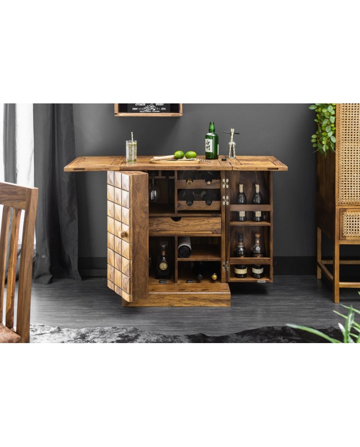 Bar bois pliant massif de sheesham naturel 130 cm TESSELA