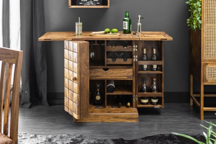 Bar bois pliant massif de sheesham naturel 130 cm TESSELA