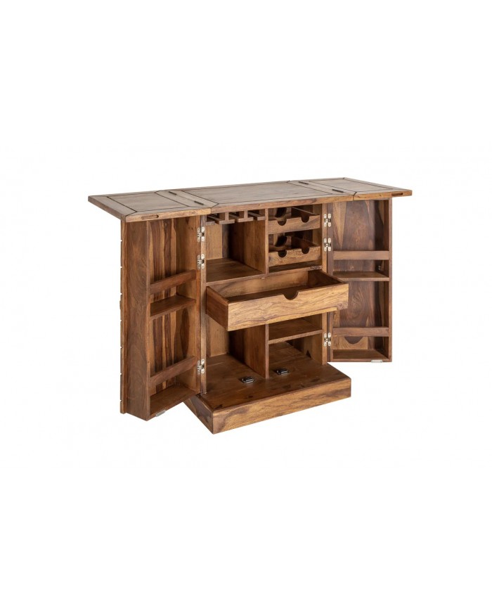 Bar bois pliant massif de sheesham naturel 130 cm TESSELA