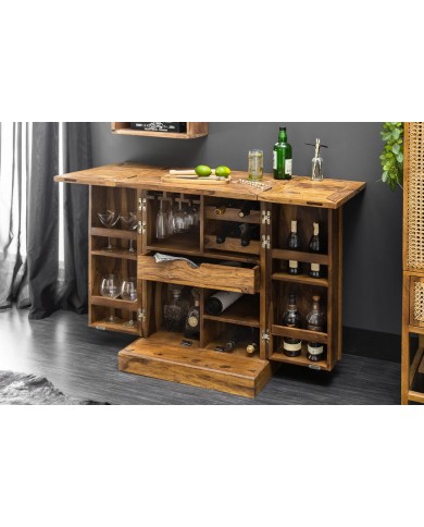 Bar bois pliant massif de sheesham naturel 130 cm TESSELA