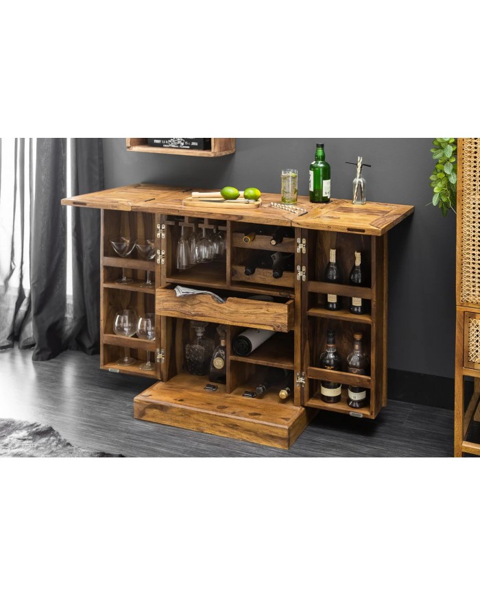 Bar bois pliant massif de sheesham naturel 130 cm TESSELA