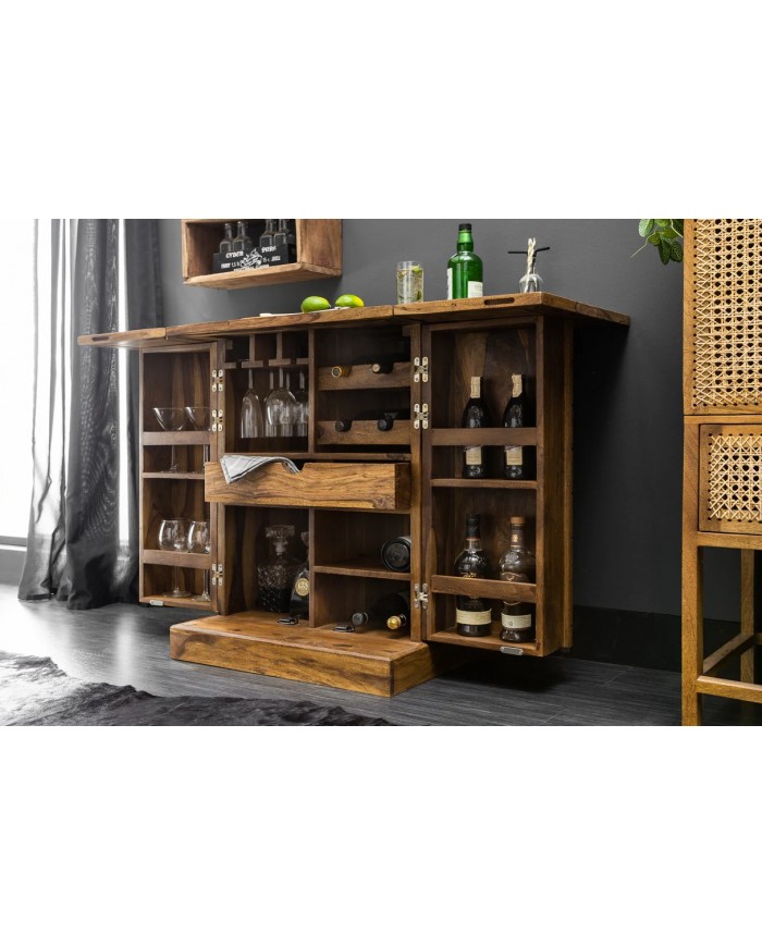Bar bois pliant massif de sheesham naturel 130 cm TESSELA