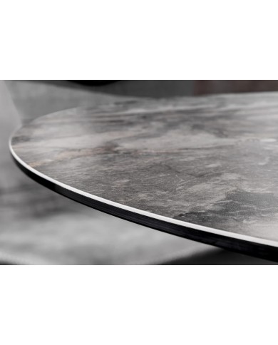 Table céramique ronde 120 cm pieds métal design noir - CERAMICA