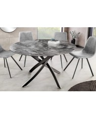 Table céramique ronde 120 cm pieds métal design noir - CERAMICA