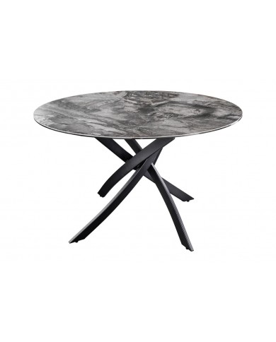Table céramique ronde 120 cm pieds métal design noir - CERAMICA