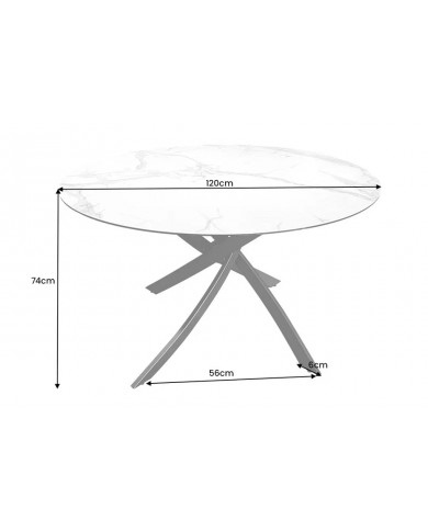 Table céramique ronde 120 cm pieds métal design noir - CERAMICA