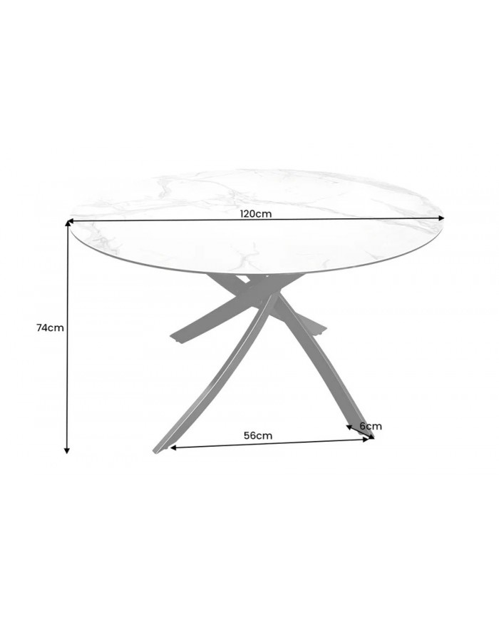 Table céramique ronde 120 cm pieds métal design noir - CERAMICA