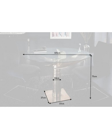 Table  plateau verre trempé 8 mm Socle hélice  TURBINE
