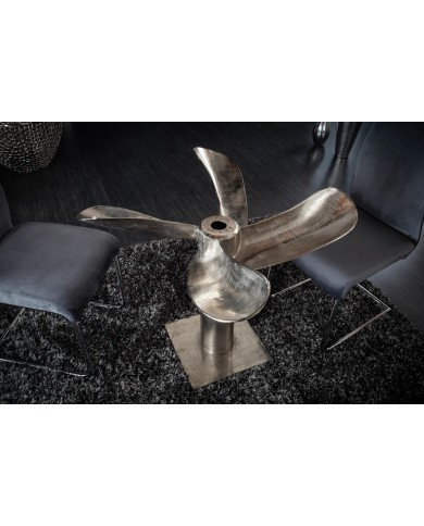 Table  plateau verre trempé 8 mm Socle hélice  TURBINE