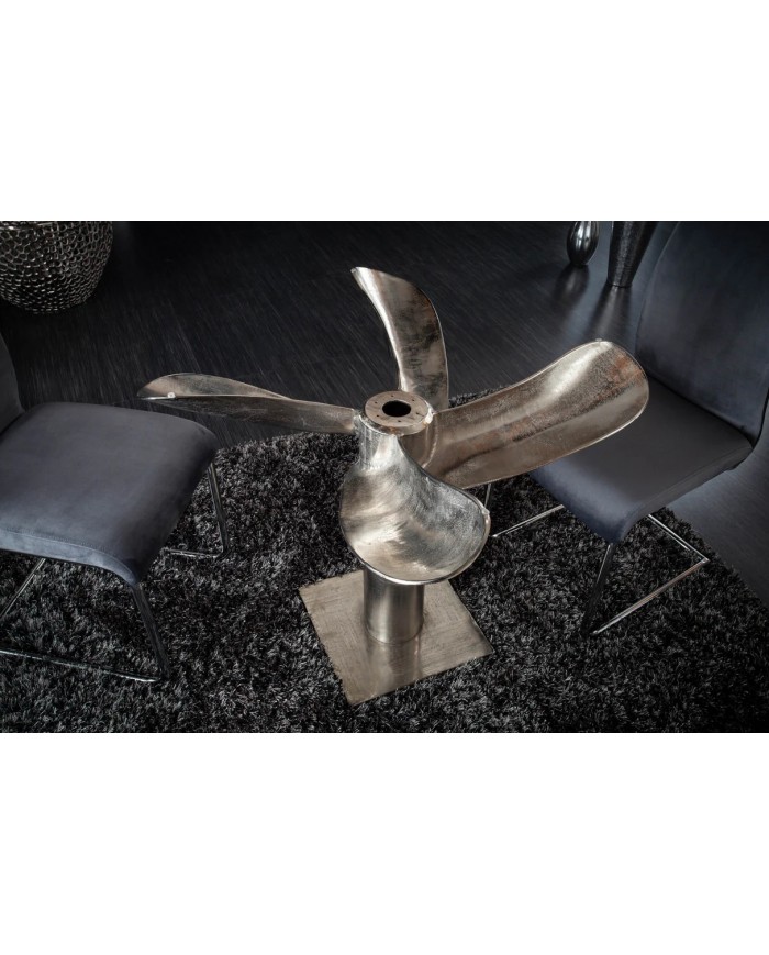 Table  plateau verre trempé 8 mm Socle hélice  TURBINE