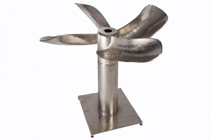 Table  plateau verre trempé 8 mm Socle hélice  TURBINE