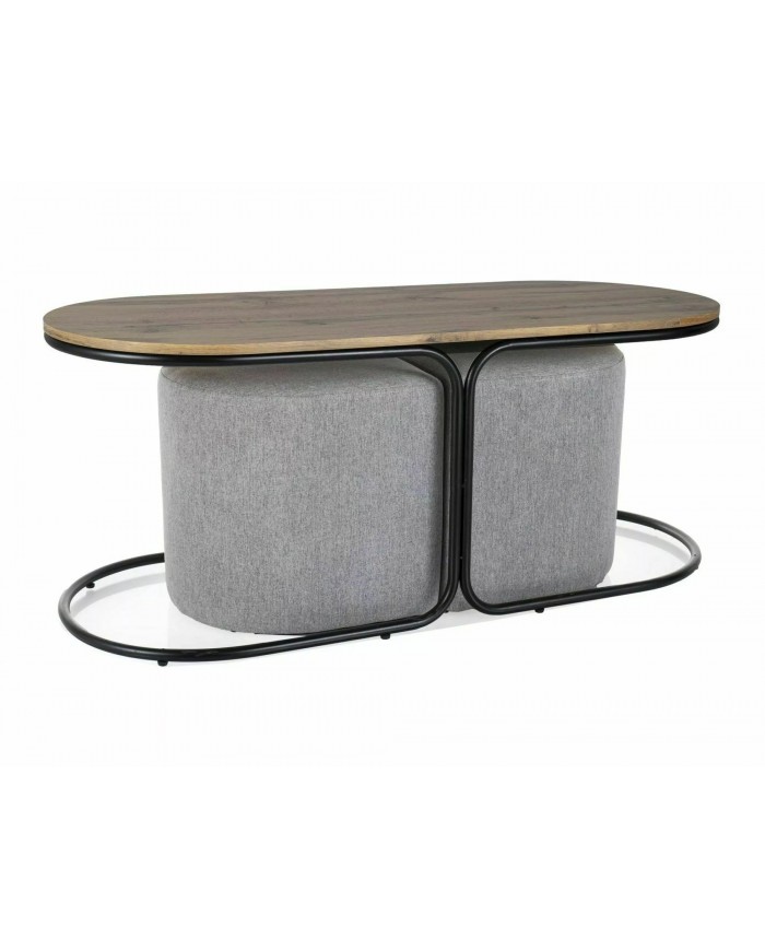 Table de salon avec 2 tabourets Dual