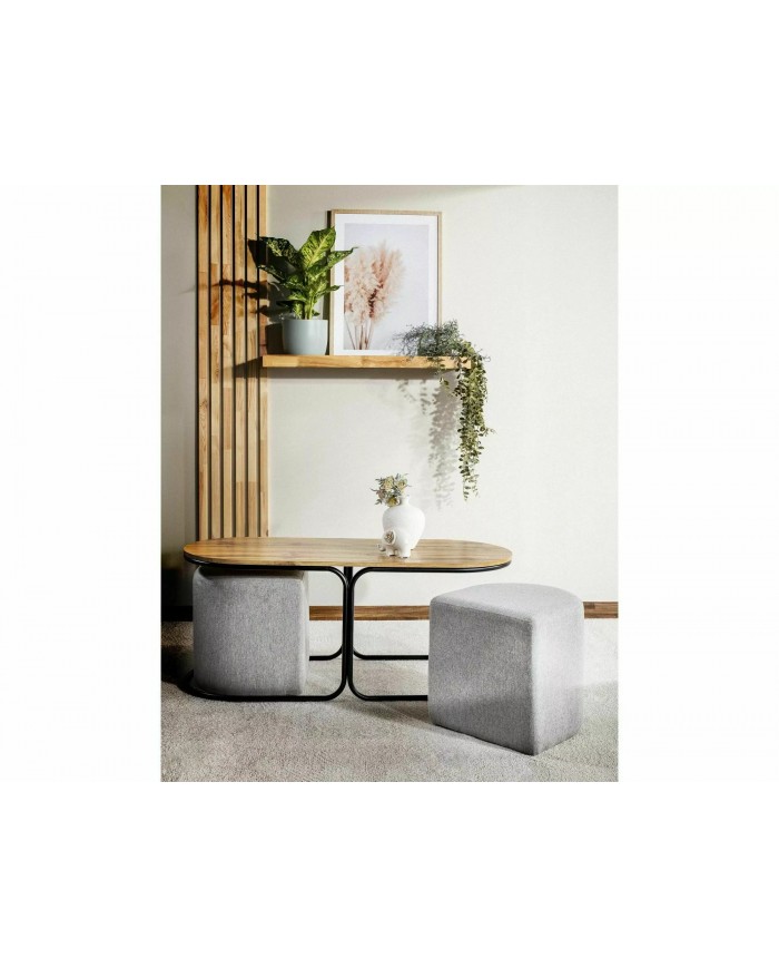 Table de salon avec 2 tabourets Dual