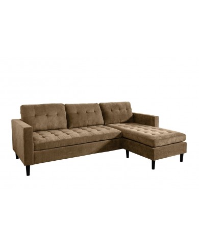 Canapé d'angle réversible 220 cm tissu côtelé taupe BERGEN