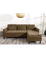 Canapé d'angle réversible 220 cm tissu côtelé taupe BERGEN