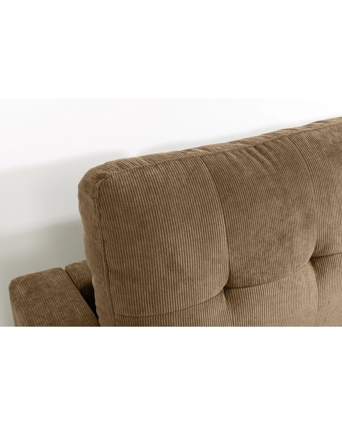 Canapé d'angle réversible 220 cm tissu côtelé taupe BERGEN