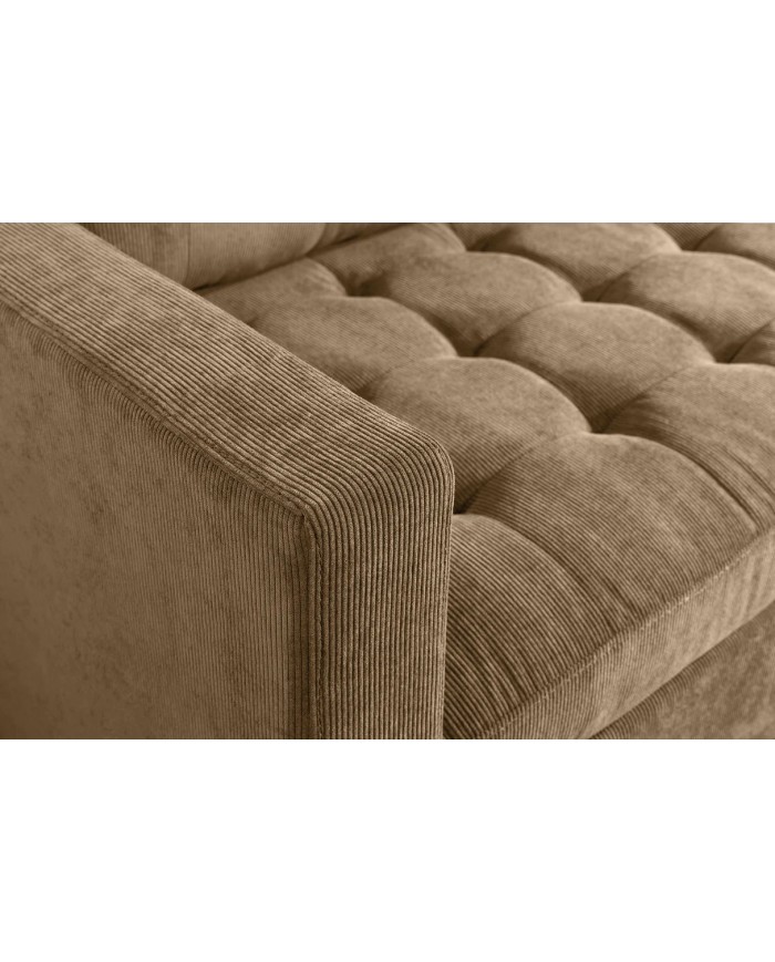 Canapé d'angle réversible 220 cm tissu côtelé taupe BERGEN