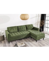Canapé d'angle réversible 220 cm avec tissu Côtelé vert BERGEN