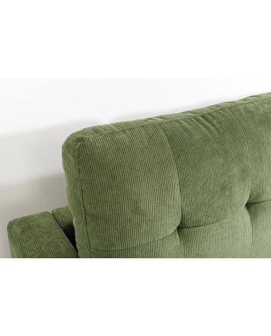 Canapé d'angle réversible 220 cm avec tissu Côtelé vert BERGEN